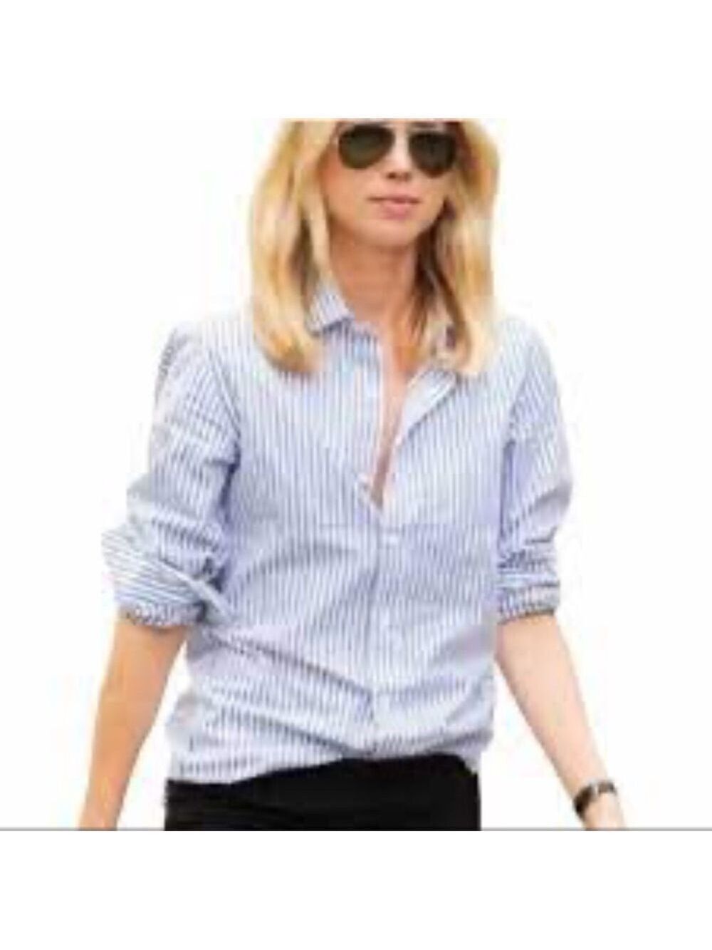 J. Crew Everday End-On-End Striped Button Down Long Sleeve Collar Shirt